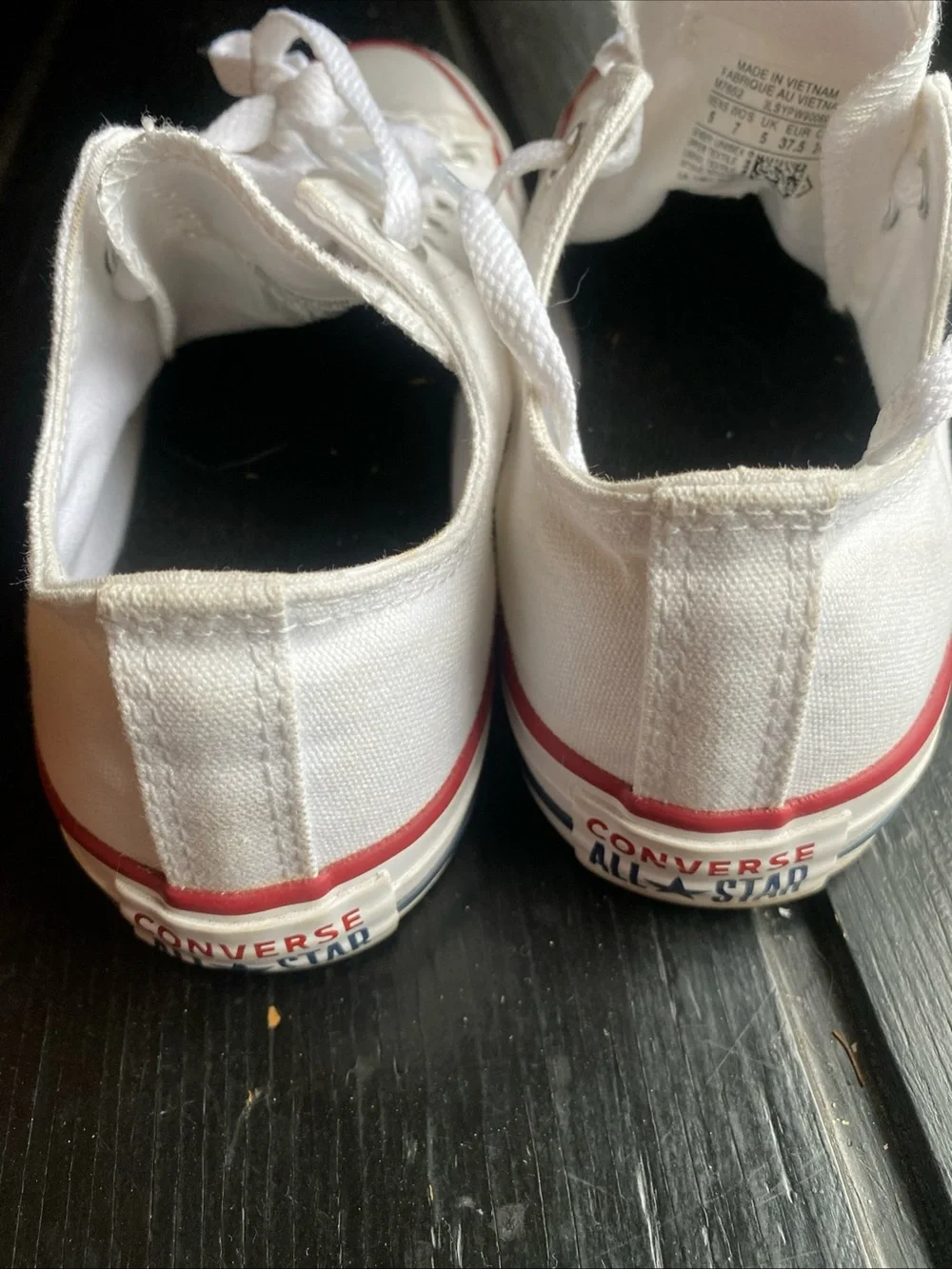 Converse White Low Top Sneakers with Red Trim
